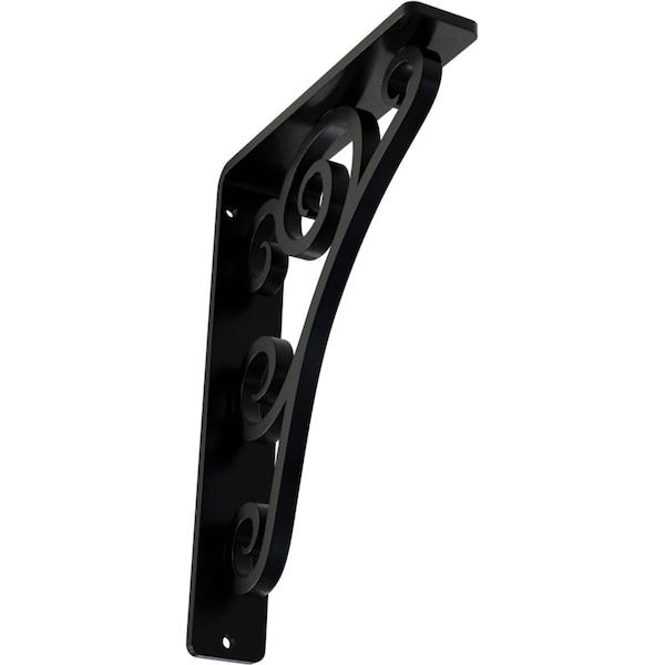 Ekena Millwork Tristan Wrought Iron Bracket, (Single center brace), Powder Coated Black 1 1/2"W x 5 1/2"D x 8"H BKTM01X05X08STN - main
